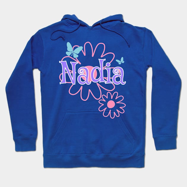 Nadia Girls Name Daisy Butterflies Hoodie by xsylx